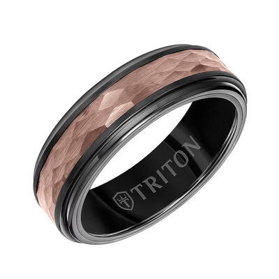 Men's Triton 7mm Hammered Wedding Band in Tungsten Carbide