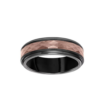 Men's Triton 7mm Hammered Wedding Band in Tungsten Carbide